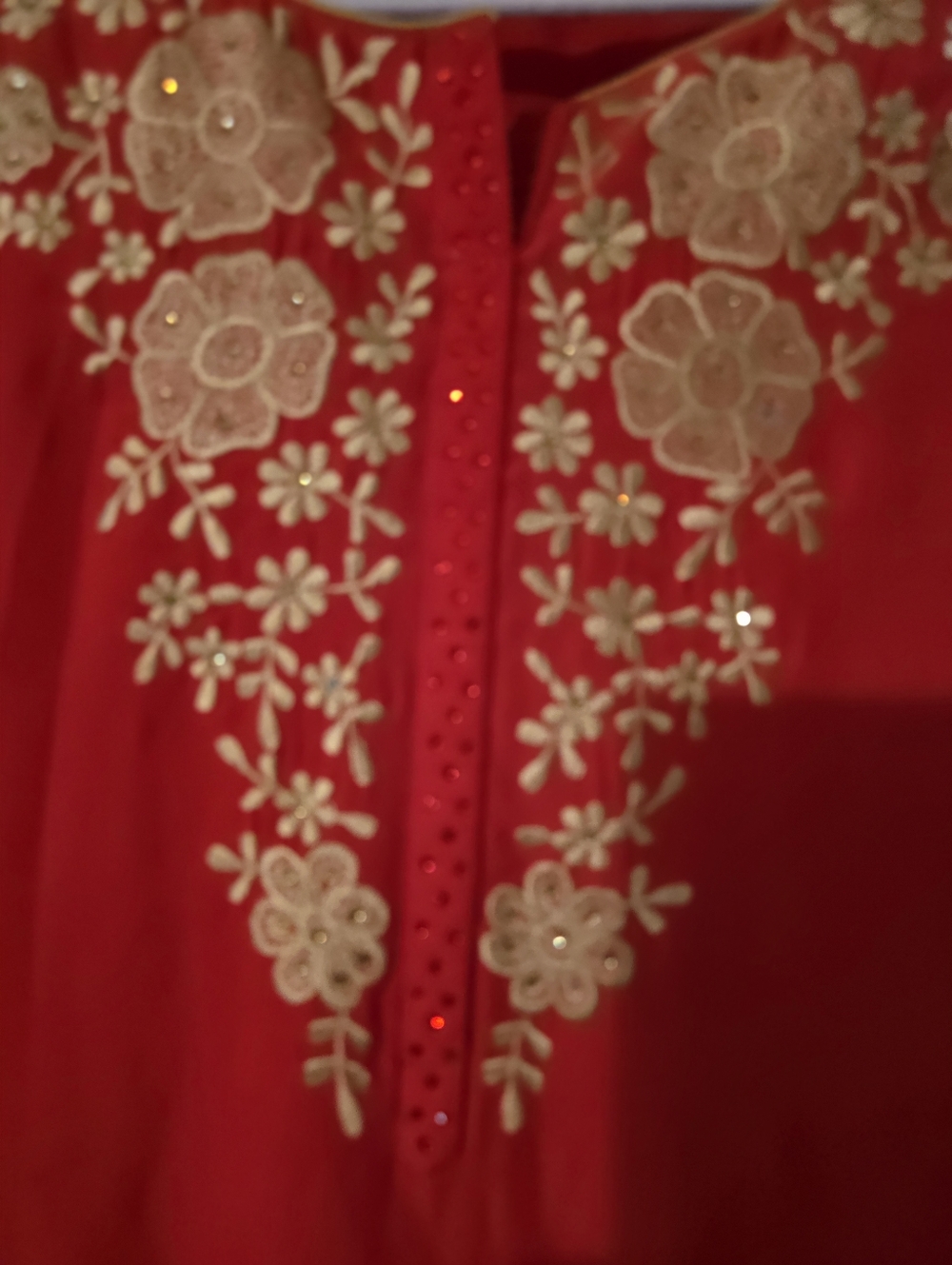 Asha Embroidered Red Women's Tunic Top - Picture 3 of 5